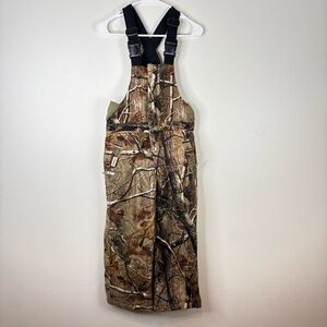 Gander Mountain Insulated Bibs Youth Small Overalls Quilt Lined Camouflage
